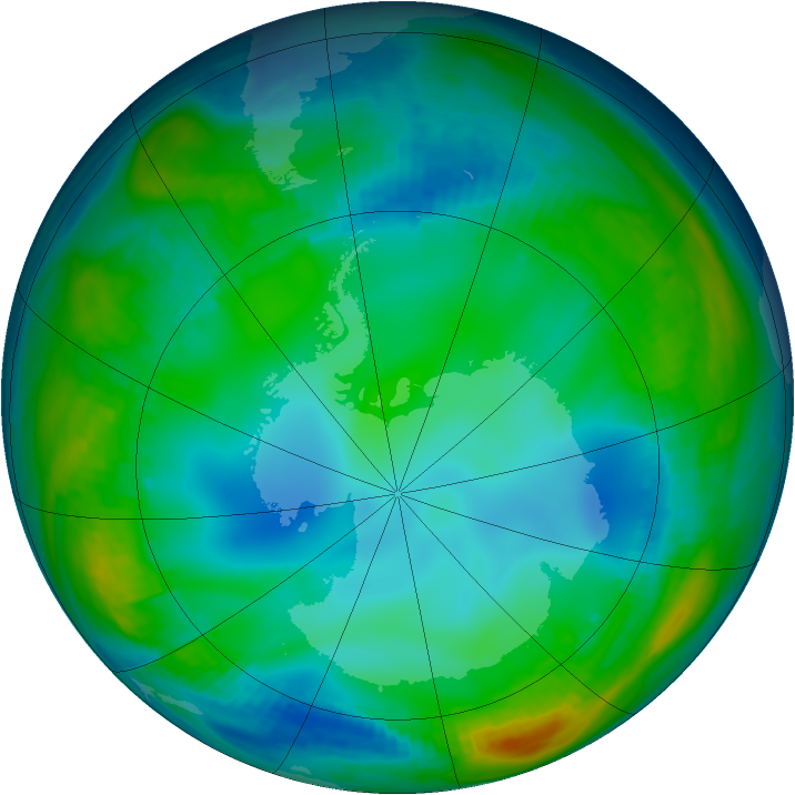 Antarctic ozone map for 04 June 1998